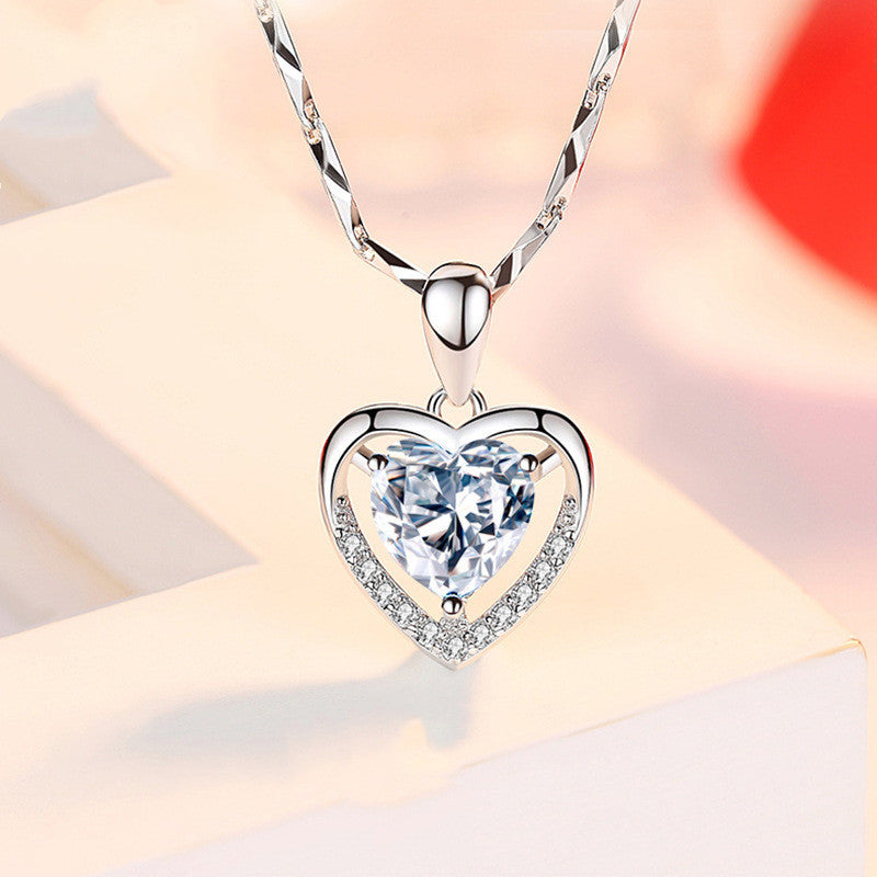 925 Heart-shaped Rhinestones Necklace Luxury Personalized for women