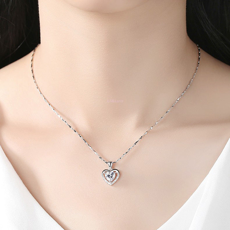 925 Heart-shaped Rhinestones Necklace Luxury Personalized for women