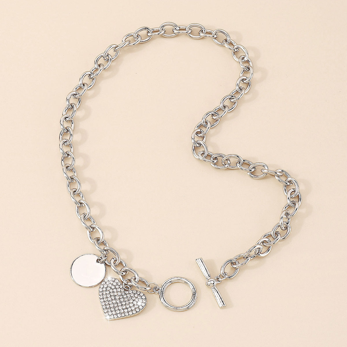 Women's Round Heart Shape With Diamond Necklace