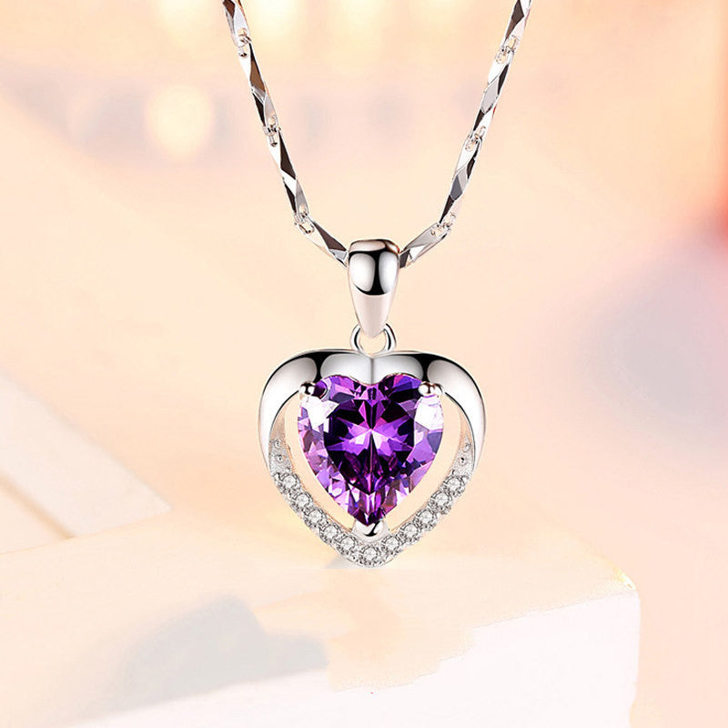 925 Heart-shaped Rhinestones Necklace Luxury Personalized for women