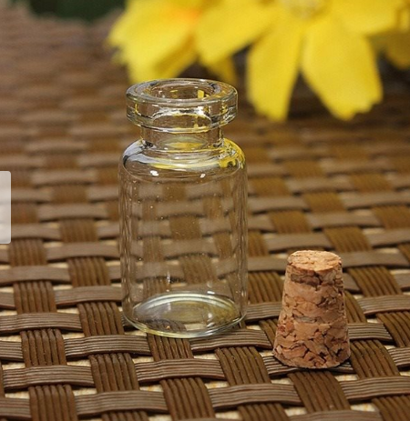 Transparent small glass bottle charm mini cork wishing bottle