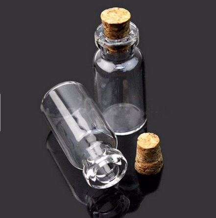 Transparent small glass bottle charm mini cork wishing bottle