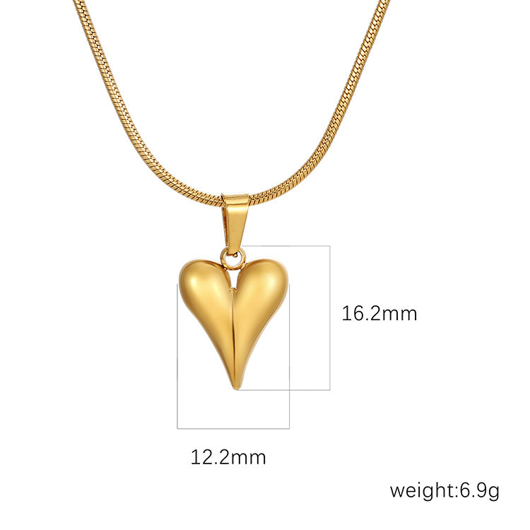 Retro Heart-shaped Necklace Stainless Steel Personalized Love Necklace For Women's Jewelry Valentine's Day